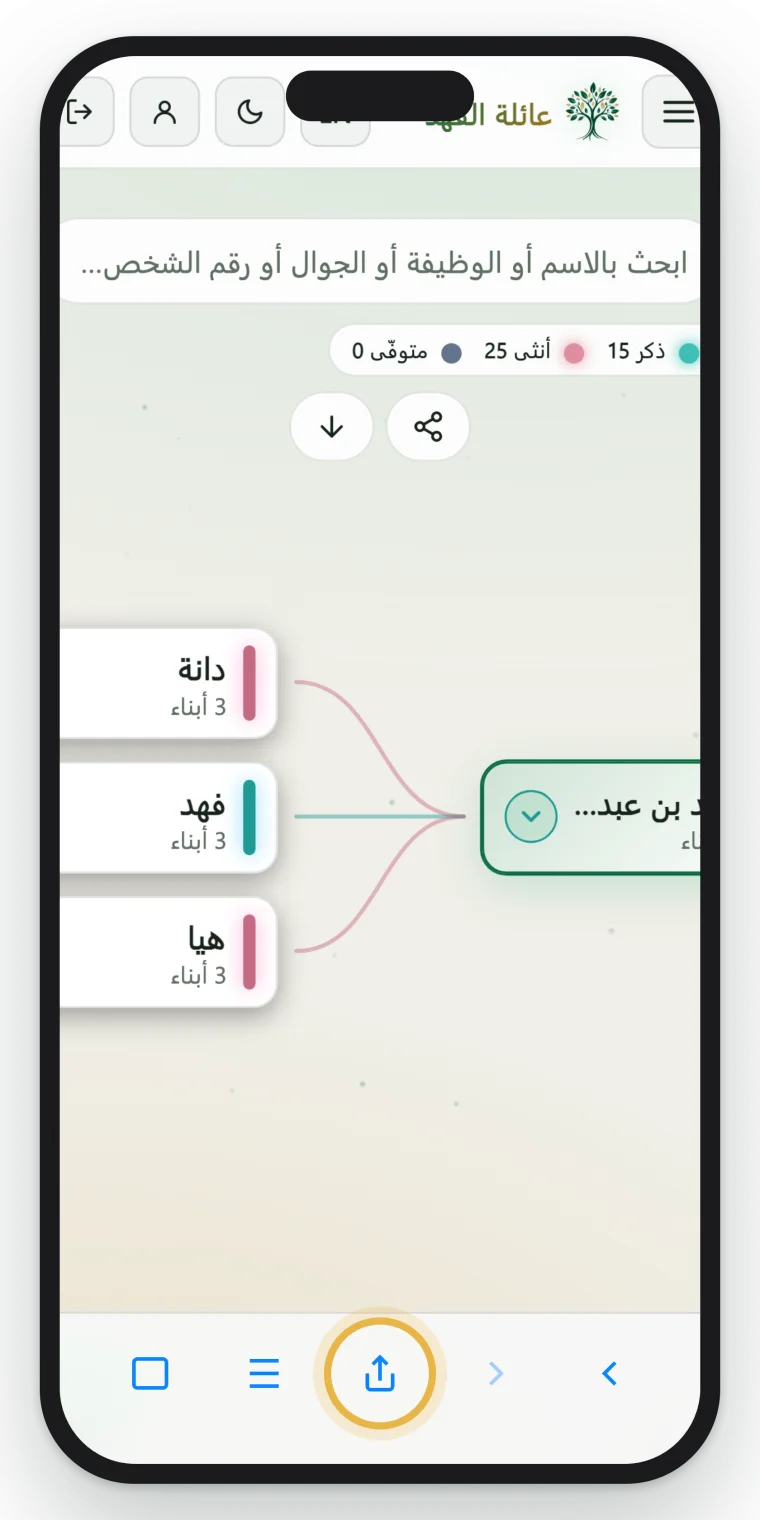 زرّ المشاركة في سفاري